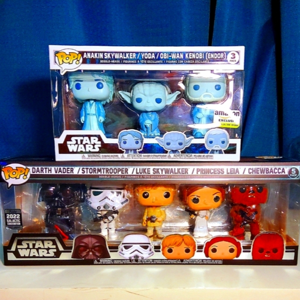 Funko Star Wars 5pk Leia Luke Vader Chewy Force Ghost GitD Anakin Yoda Obi-Wan